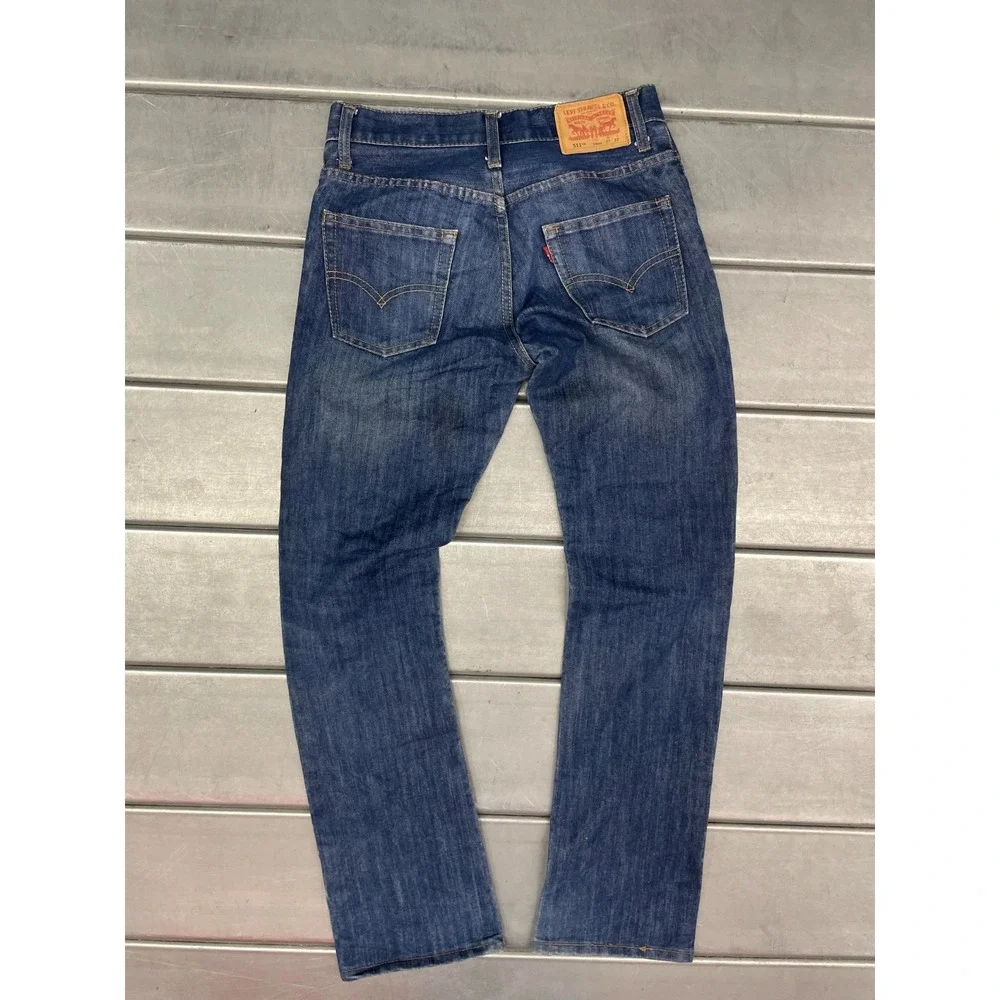 Levis 511 Jeans Womens Size‎ 14REG 27X28 Blue Dark Wash Denim Slim Straight Leg